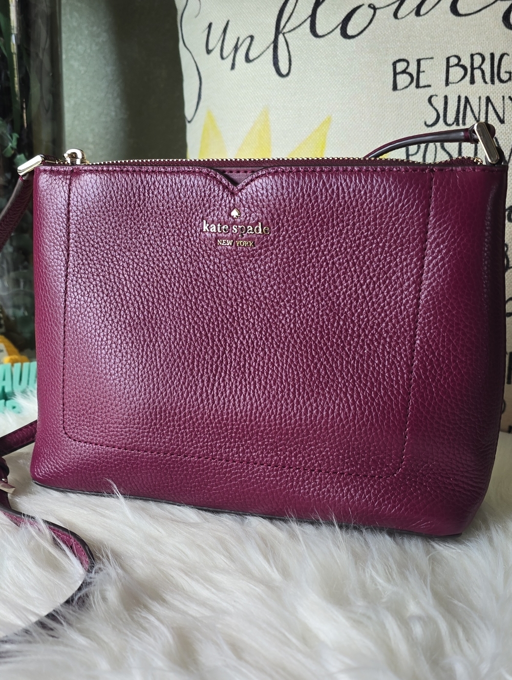 Kate Spade New York Pebbled Leather Crossbody Bag - Burgundy